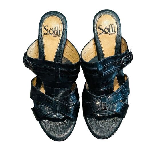 Sofft Black Leather Sandals - Size 7.5 - Picture 1 of 13